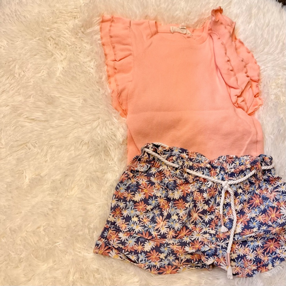 Jessica Simpson Girls Peach Ruffle Sleeve Top